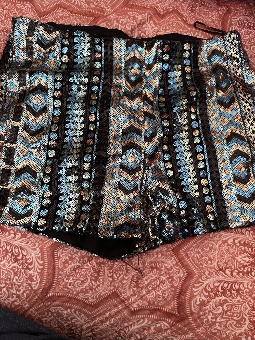 Xtaren Black, Blue & Gold Sequin Women’s Shorts
